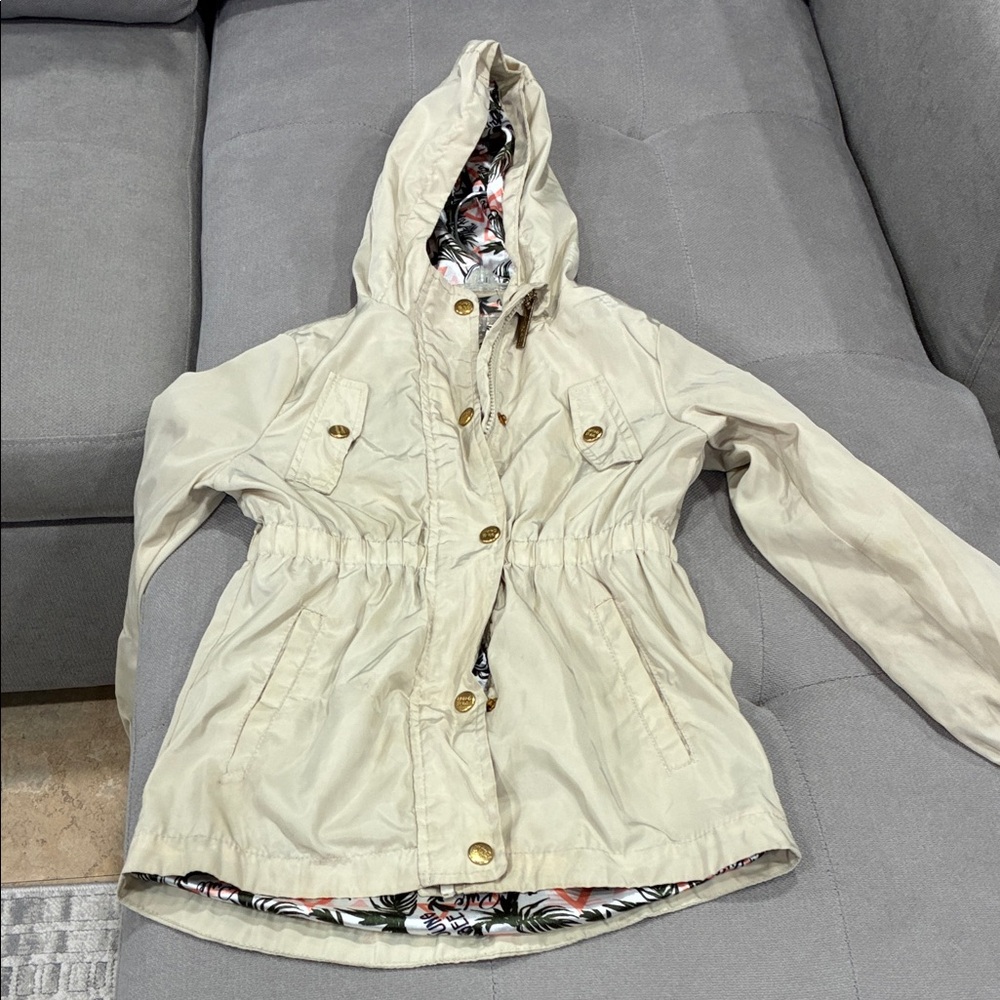 Limited Too Cream Hooded Jacket with Floral Lining